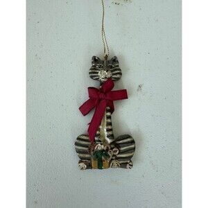 Kurt S. Adler Striped Long Neck Tabby Crazy Cat Lady Lover Mouse Resin Ornaments